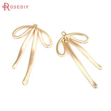 4PCS 18K Brass Bow Charms Pendants Jewelry Making Supplies