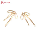 4PCS 18K Brass Bow Charms Pendants Jewelry Making Supplies
