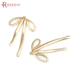 4PCS 18K Brass Bow Charms Pendants Jewelry Making Supplies