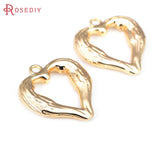 4PCS 18K Brass Heart Earrings Charms Pendants DIY Jewelry Making Supplies