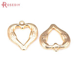 4PCS 18K Brass Heart Earrings Charms Pendants DIY Jewelry Making Supplies