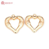 4PCS 18K Brass Heart Earrings Charms Pendants DIY Jewelry Making Supplies