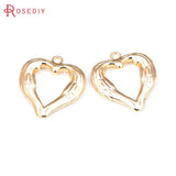 4PCS 18K Brass Heart Earrings Charms Pendants DIY Jewelry Making Supplies