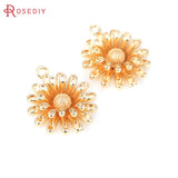 4PCS 18K Brass Sunflower Charms Pendants Diy Jewelry Making