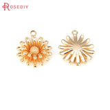 4PCS 18K Brass Sunflower Charms Pendants Diy Jewelry Making