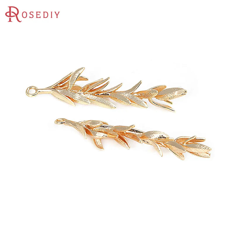 4PCS 18K Brass Tree Branch Charms Pendants for DIY Jewelry Making
