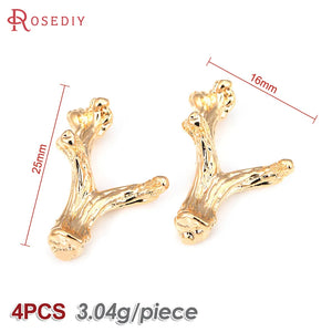 4PCS 18K Brass Tree Necklace Charms Pendants for DIY Jewelry Making