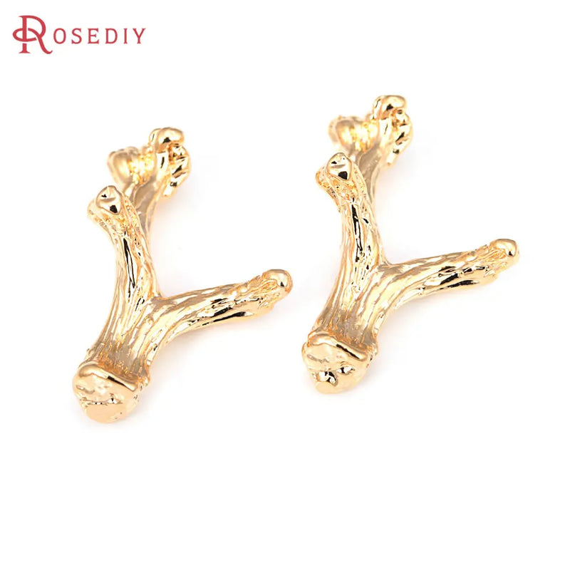 4PCS 18K Brass Tree Necklace Charms Pendants for DIY Jewelry Making