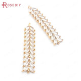 4PCS 18K Brass Zircon Wheat Ear Connect Charms Pendants DIY Jewelry