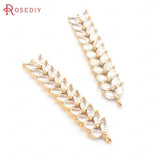 4PCS 18K Brass Zircon Wheat Ear Connect Charms Pendants DIY Jewelry