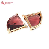 4PCS 18K Brass Glass Fan Shape Charms Pendants Jewelry Supplies