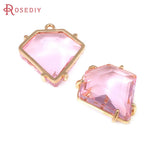 4PCS 18K Brass Glass Charms Pendants Jewelry Making Necklace Earrings