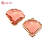 4PCS 18K Brass Glass Charms Pendants Jewelry Making Necklace Earrings