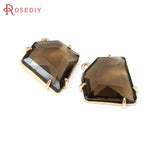 4PCS 18K Brass Glass Charms Pendants Jewelry Making Necklace Earrings