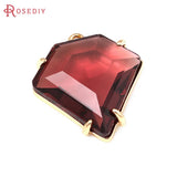 4PCS 18K Brass Glass Charms Pendants Jewelry Making Necklace Earrings