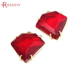 4PCS 18K Brass Glass Charms Pendants Jewelry Making Necklace Earrings