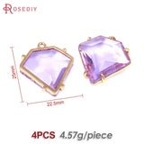 4PCS 18K Brass Glass Charms Pendants Jewelry Making Necklace Earrings