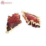 4PCS 18K Brass Glass Tree Leaf Charms Jewelry Supplies for Women