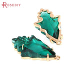 4PCS 18K Brass Glass Tree Leaf Charms Jewelry Supplies for Women