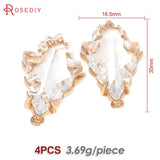 4PCS 18K Brass Glass Tree Leaf Charms Jewelry Supplies for Women
