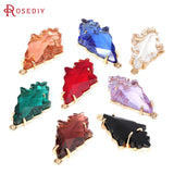 4PCS 18K Brass Glass Tree Leaf Charms Jewelry Supplies for Women