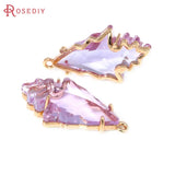 4PCS 18K Brass Glass Tree Leaf Charms Jewelry Supplies for Women