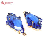 4PCS 18K Brass Glass Tree Leaf Charms Jewelry Supplies for Women