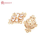 4PCS 18K Brass Zircon Flower Connect Charms Diy Jewelry Making Necklace Earrings