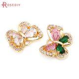 4PCS 18K Brass Zircon Butterfly Charms Pendants Jewelry Making