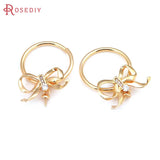4PCS 18K Brass & Zircon Bow-knot Charms Pendants for DIY Earrings