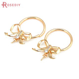 4PCS 18K Brass & Zircon Bow-knot Charms Pendants for DIY Earrings