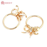 4PCS 18K Brass & Zircon Bow-knot Charms Pendants for DIY Earrings