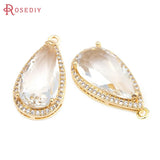 4PCS 18K Brass Zircon Drop Charms Pendants High Jewelry Making