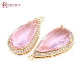 4PCS 18K Brass Zircon Drop Charms Pendants High Jewelry Making