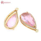4PCS 18K Brass Zircon Drop Charms Pendants High Jewelry Making