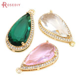 4PCS 18K Brass Zircon Drop Charms Pendants High Jewelry Making