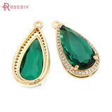 4PCS 18K Brass Zircon Drop Charms Pendants High Jewelry Making