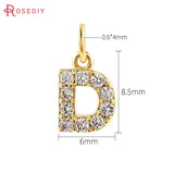 4PCS 18K Brass Zircon English Letters Charms Pendants Jewelry