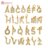 4PCS 18K Brass Zircon English Letters Charms Pendants Jewelry