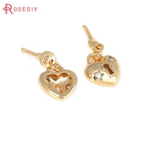 18K Brass Zircon Love Lock Key Charms Necklace Pendants