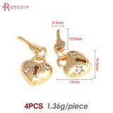 18K Brass Zircon Love Lock Key Charms Necklace Pendants