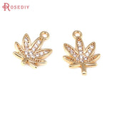 4PCS 18K Brass Maple Leaf Charms Pendants for Jewelry Making