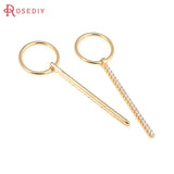 4PCS 18K Brass Zircon Rectangle Charms Pendants for DIY Earrings