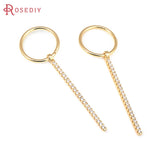 4PCS 18K Brass Zircon Rectangle Charms Pendants for DIY Earrings