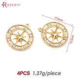 4PCS 18K Brass Zircon Star Charms Pendants DIY Jewelry Making