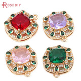 4PCS 18K Brass Zircon Square Charms Pendants High Jewelry Making for Women