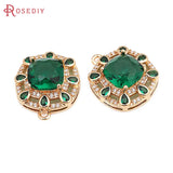 4PCS 18K Brass Zircon Square Charms Pendants High Jewelry Making for Women