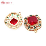 4PCS 18K Brass Zircon Square Charms Pendants High Jewelry Making for Women