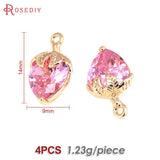 4PCS 18K Brass Zircon Strawberry Charms Pendants DIY Jewelry Making