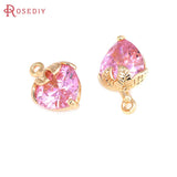 4PCS 18K Brass Zircon Strawberry Charms Pendants DIY Jewelry Making